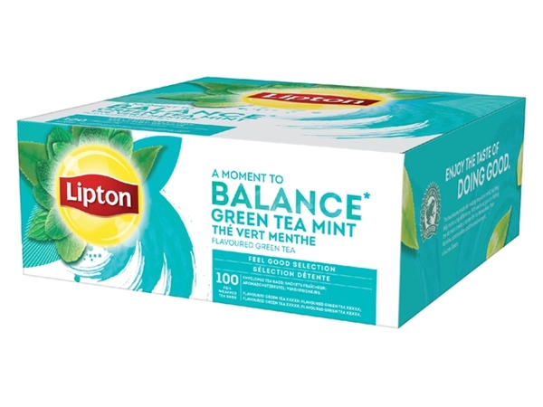 Een Thee Lipton Balance green tea mint 100x1.5gr koop je bij VHK Kantoorartikelen