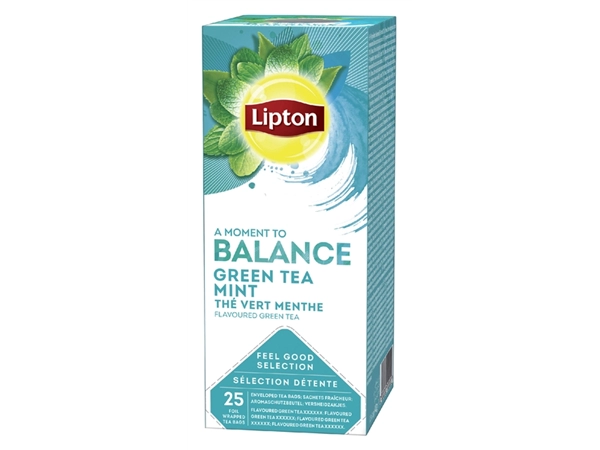 Een Thee Lipton Balance green tea mint 25x1.5gr koop je bij VHK Kantoorartikelen