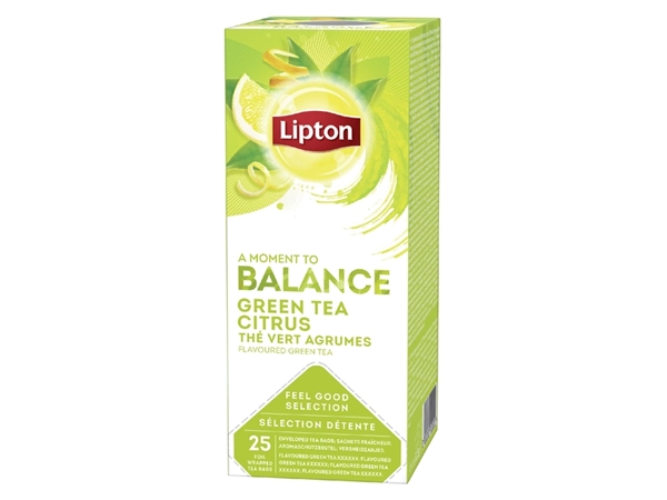 Een Thee Lipton Balance green tea citrus 25x1.5gr koop je bij VHK Kantoorartikelen