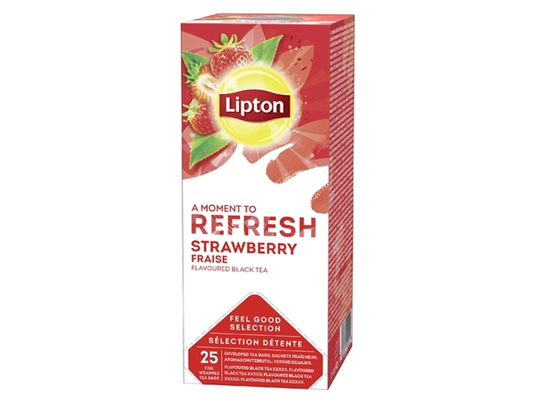 Een Thee Lipton Refresh strawberry 25x1.5gr koop je bij VHK Kantoorartikelen