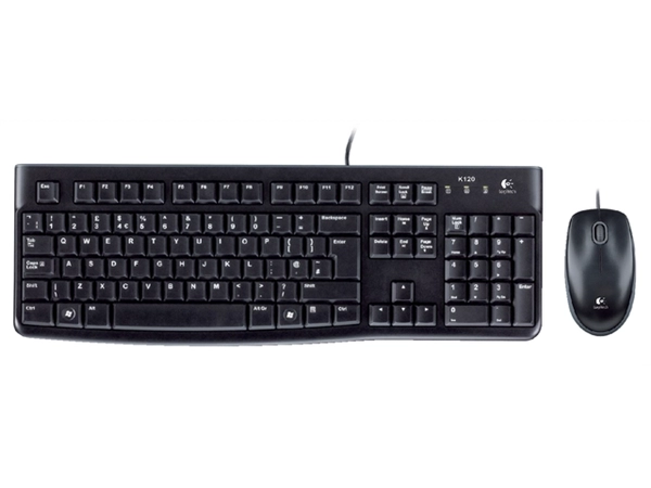 Een Toetsenbord Logitech K120 Qwerty +muis zwart koop je bij VHK Kantoorartikelen