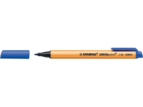 Een Fineliner STABILO GREENpoint 6088/41 large blauw koop je bij Continu Kantoor