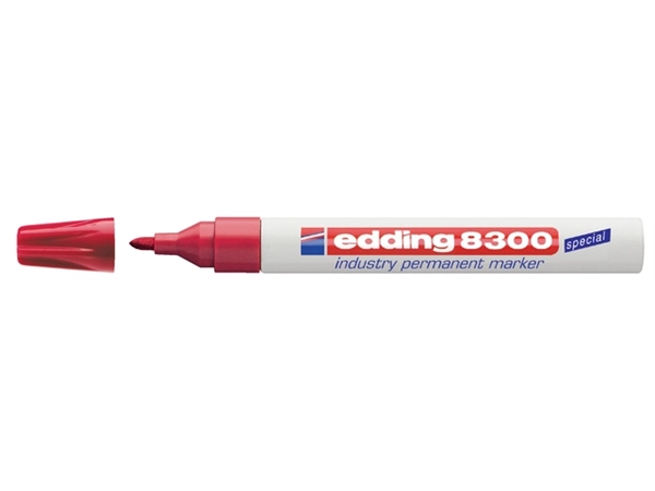 Een Viltstift edding 8300 industrie rond 1.5-3mm rood koop je bij Continu Kantoor