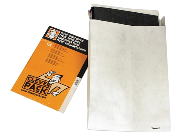 Een Envelop CleverPack Tyvek monsterzak 250x353x38mm wit pak à 10 stuks koop je bij VHK Kantoorartikelen