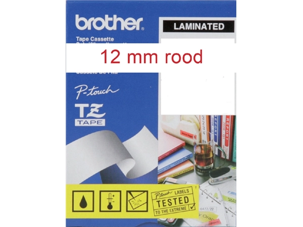 Een Labeltape Brother P-touch TZe-232 standaard 12mm rood op wit koop je bij Hoekmankantoorartikelen.nl