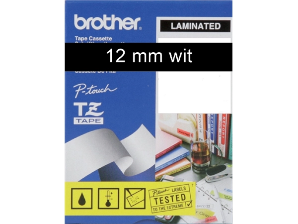 Een Labeltape Brother P-touch TZe-335 standaard 12mm wit op zwart koop je bij Hoekmankantoorartikelen.nl