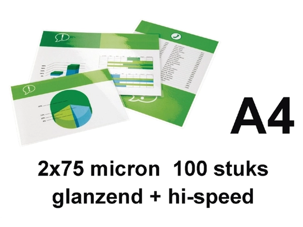 Een Lamineerhoes GBC A4 highspeed 2x75micron 100 stuks koop je bij Continu Kantoor