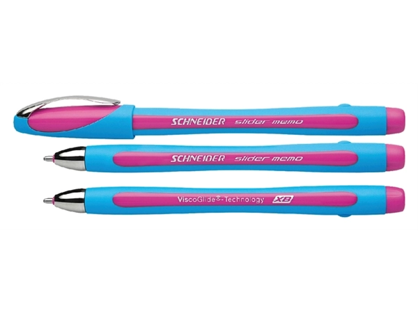 Een Balpen Schneider Slider Memo extra breed roze koop je bij Continu Kantoor