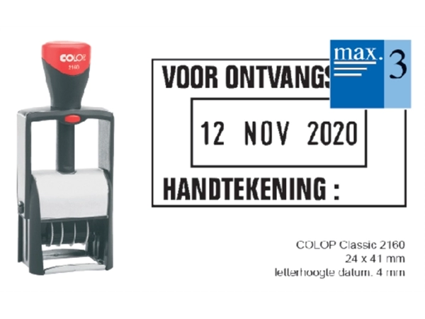 Een Woord-datumstempel Colop 2160 personaliseerbaar 24x41 koop je bij VHK Kantoorartikelen