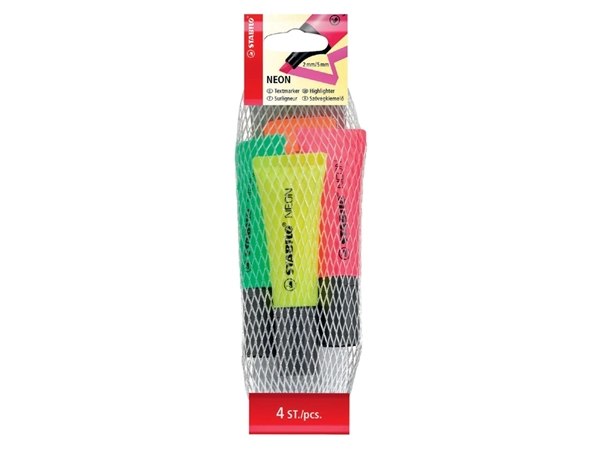 Een Markeerstift STABILO 72/4 neon assorti netje à 4 stuks koop je bij VHK Kantoorartikelen