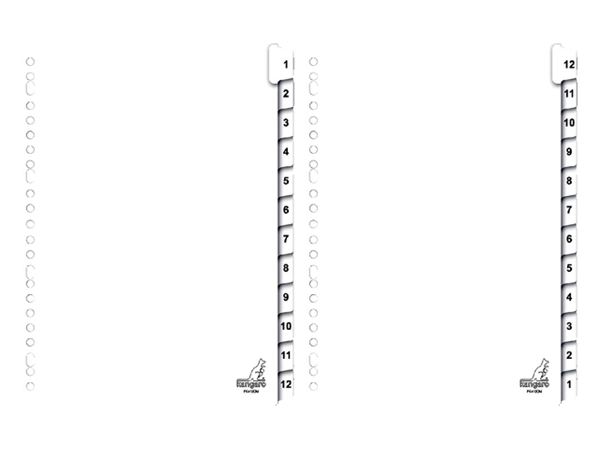 Een Tabbladen Kangaro 23-gaats PK412CM 1-12 genummerd karton koop je bij Continu Kantoor