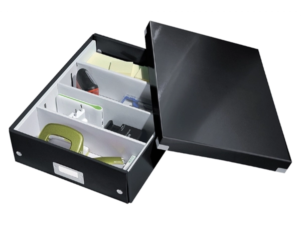 Een Opbergdoos Leitz Wow Click & Store organiser 280x100x370mm middel gerecycled karton zwart koop je bij Continu Kantoor