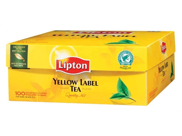 Een Thee Lipton yellow label zonder envelop 100x1.5gr koop je bij VHK Kantoorartikelen