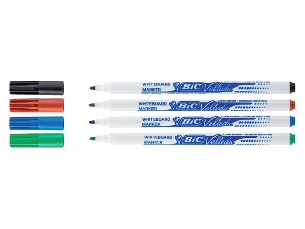 Een Viltstift Bic Velleda 1721 whiteboard rond fijn assorti set à 4 stuks koop je bij VHK Kantoorartikelen