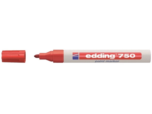 Een Viltstift edding 750 lakmarker rond 2-4mm rood koop je bij Continu Kantoor