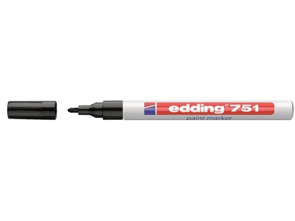 Een Viltstift edding 751 lakmarker rond 1-2mm zwart koop je bij Continu Kantoor