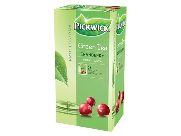 Een Thee Pickwick green cranberry 25x1.5gr koop je bij Continu Kantoor