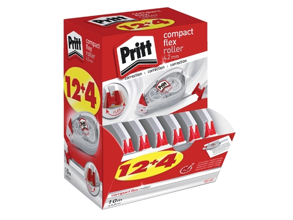 Een Correctieroller Pritt Compact Flex 4.2mmx 10m promo pack à 12+4 gratis koop je bij Continu Kantoor