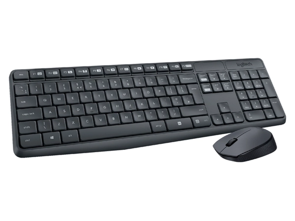 Een Toetsenbord Logitech MK235 Qwerty +muis zwart koop je bij VHK Kantoorartikelen