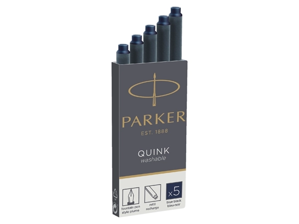 Een Inktpatroon Parker Quink permanent blauwzwart pak à 5 stuks koop je bij VHK Kantoorartikelen