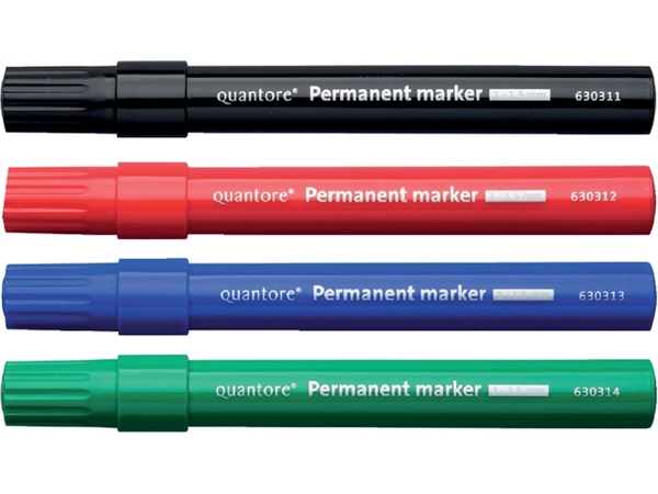 Een Permanent marker Quantore rond 1-1.5mm assorti 4 stuks koop je bij Hoekmankantoorartikelen.nl