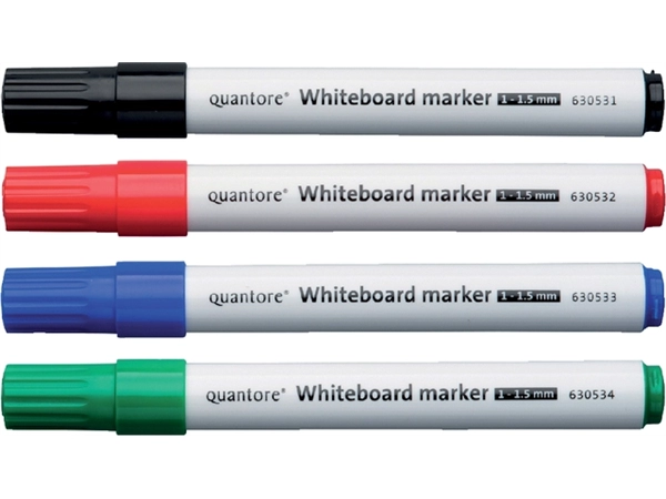 Een Whiteboardstift Quantore rond 1-1.5mm 4 stuks assorti koop je bij Hoekmankantoorartikelen.nl