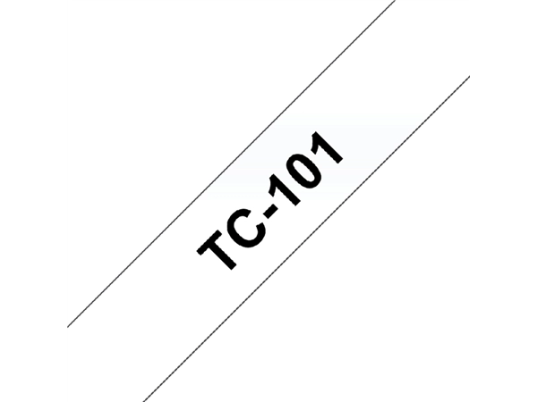 Een Labeltape Brother P-touch TC-101 standaard 12mm zwart op transparant koop je bij Continu Kantoor