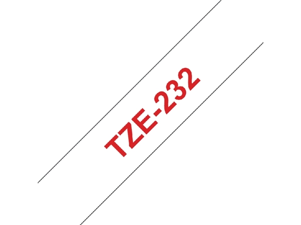 Een Labeltape Brother P-touch TZe-232 standaard 12mm rood op wit koop je bij Continu Kantoor