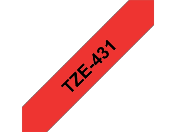 Een Labeltape Brother P-touch TZe-431 standaard 12mm zwart op rood koop je bij Continu Kantoor