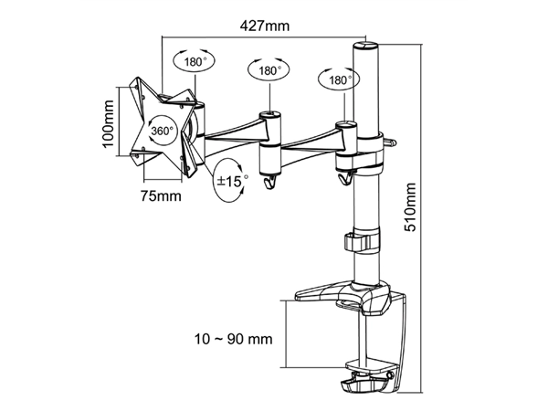 Een Monitorarm Neomounts D1330 10-30" zwart koop je bij Continu Kantoor