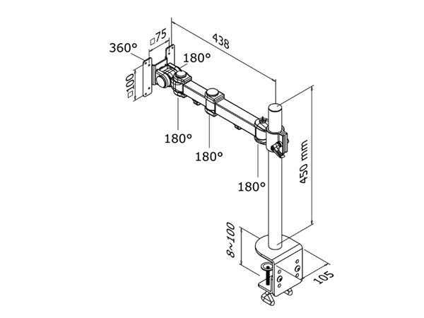 Een Monitorarm Neomounts D960 10-30" met klem zwart koop je bij Continu Kantoor