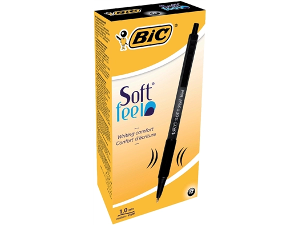 Een Balpen Bic soft feel grip clic medium zwart koop je bij VHK Kantoorartikelen