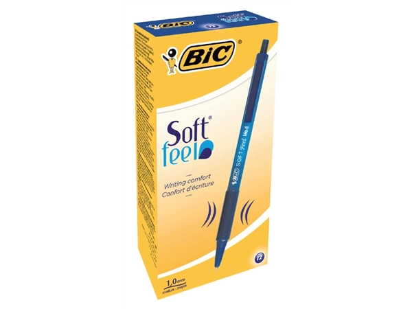 Een Balpen Bic soft feel grip clic medium blauw koop je bij VHK Kantoorartikelen