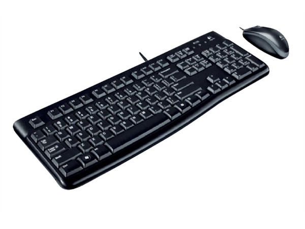 Een Toetsenbord Logitech K120 Qwerty +muis zwart koop je bij Continu Kantoor