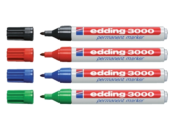 Een Viltstift edding 3000 rond 1.5-3mm assorti blister à 4 stuks koop je bij Continu Kantoor