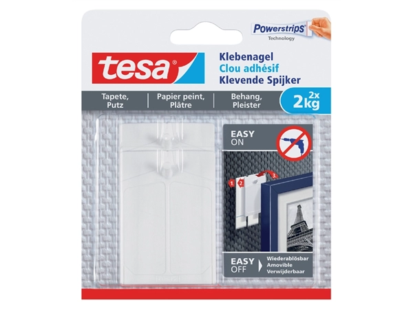 Een Klevende spijker tesa® behang en pleisterwerk 2kg wit 2 stuks koop je bij Continu Kantoor