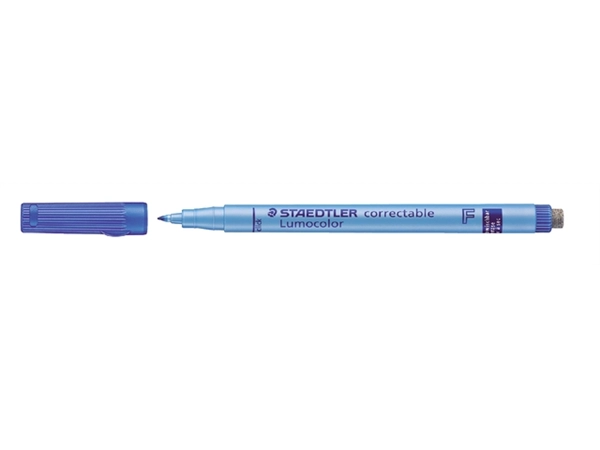 Een Viltstift Staedtler Lumocolor 305 non permanent correctable F blauw koop je bij VHK Kantoorartikelen