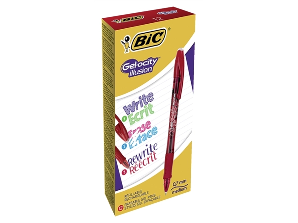 Een Gelschrijver Bic Gel-ocity illusion medium rood koop je bij VHK Kantoorartikelen