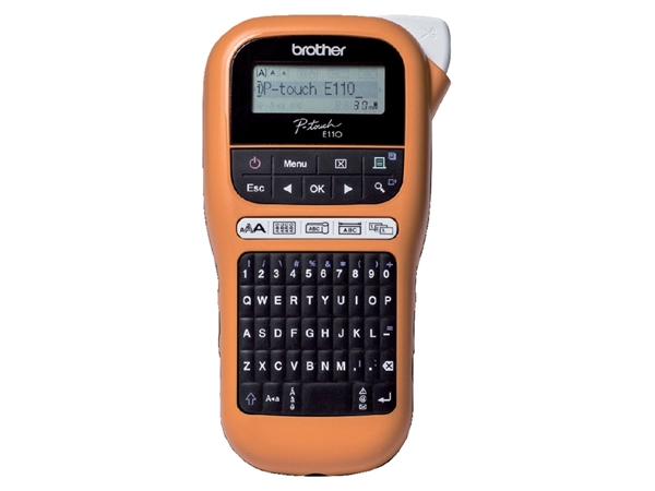 Een Labelprinter Brother P-touch TZe PT-E110 draagbaar qwerty 12mm oranje koop je bij Continu Kantoor