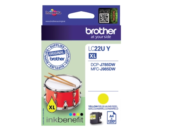 Een Inktcartridge Brother LC-22UY geel koop je bij VHK Kantoorartikelen