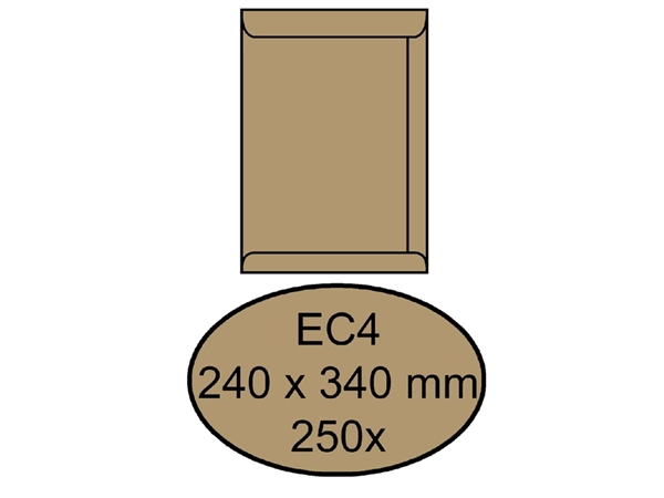 Een Envelop Quantore akte EC4 240x340mm bruinkraft 250 stuks koop je bij Continu Kantoor