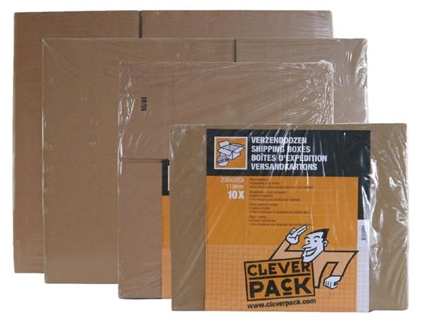 Een Verzenddoos CleverPack enkelgolf 305x220x250mm bruin pak à 30 stuks koop je bij Continu Kantoor