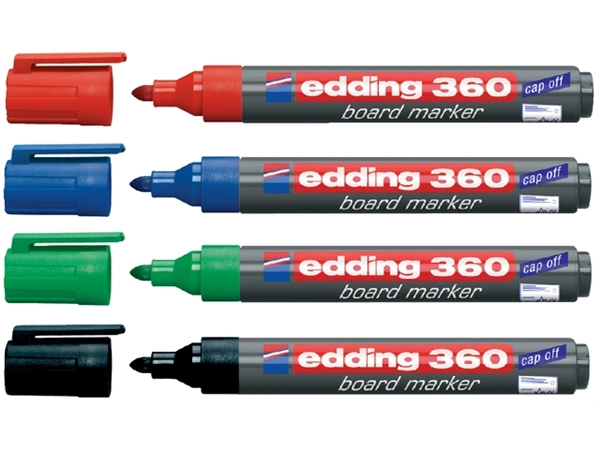 Een Viltstift edding 360 whiteboard rond 1.5-3mm assorti blister à 4 stuks koop je bij Continu Kantoor