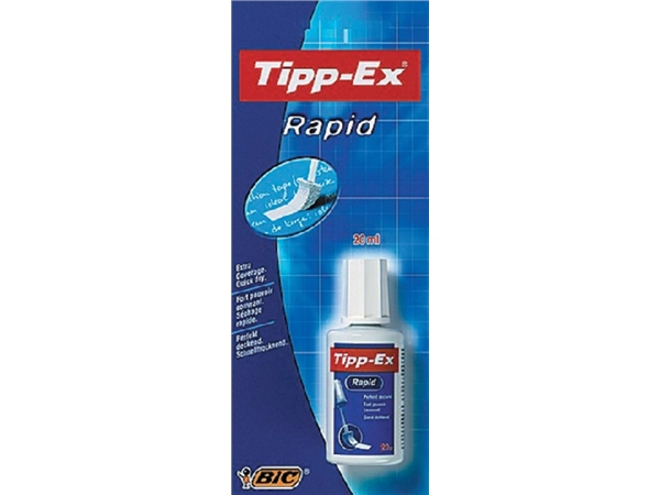 Een Correctievloeistof Tipp-ex Rapid 20ml blister à 1 stuk koop je bij VHK Kantoorartikelen