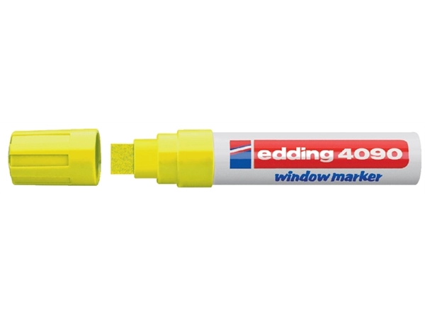 Een Krijtstift edding 4090 window schuin 4-15mm neon geel blister à 1 stuk koop je bij Continu Kantoor