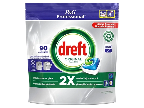 Een Vaatwastabletten Dreft All-in-1 Professional Regular 90 stuks koop je bij VHK Kantoorartikelen