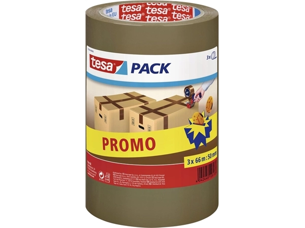 Een Verpakkingstape tesapack® 66mx50mm bruin promopack 3 rollen koop je bij Hoekmankantoorartikelen.nl