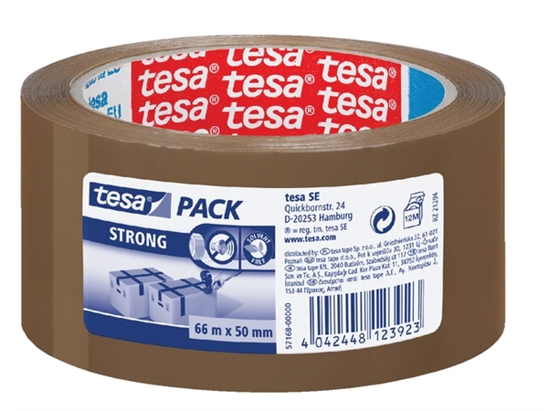 Een Verpakkingstape tesapack® Strong 66mx50mm PP bruin koop je bij Hoekmankantoorartikelen.nl