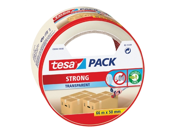 Een Verpakkingstape tesapack® Strong 66mx50mm transparant koop je bij VHK Kantoorartikelen