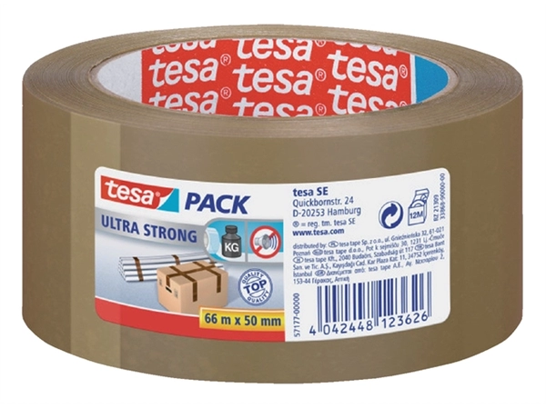 Een Verpakkingstape tesapack® Ultra Strong 66mx50mm bruin koop je bij VHK Kantoorartikelen